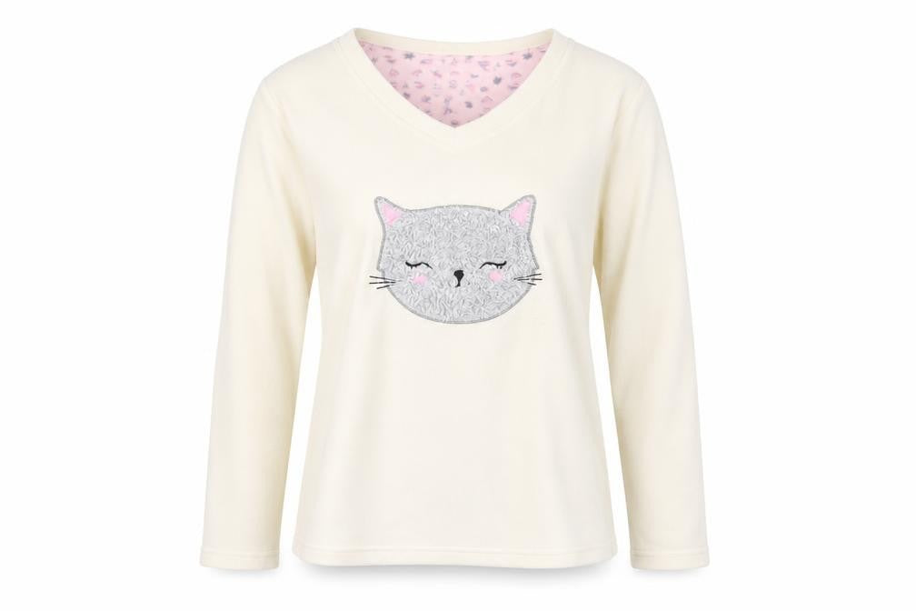 Front view of Love To Dream women’s white jumper, size UK 12