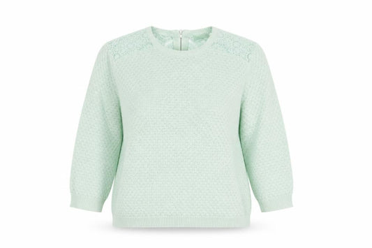 Front view of New Look women’s green jumper, size UK 14