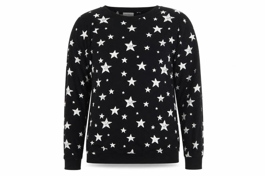 Front view of Next girls’ black solid top pyjama top, size 14, years - star star