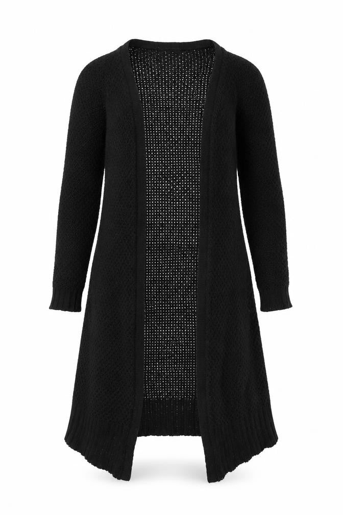 Front view of F&F women’s black knit cape jumper, size UK 8