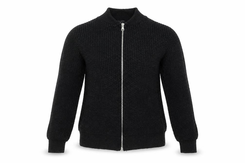 Front view of Atmosphere women’s black full zip jumper, size UK 8