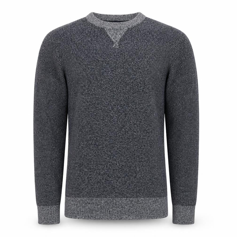 Front view of Avenue men’s blue knit jumper, size S