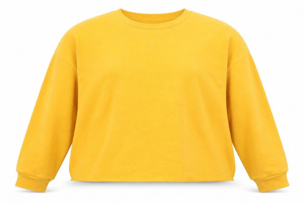 Front view of Primark women’s yellow pullover sweatshirt, size UK 6