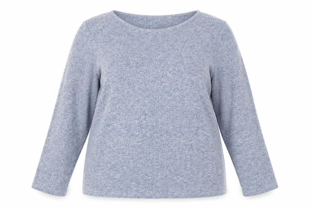 Front view of Zanzea women’s blue rayon basic t-shirt, size 2XL