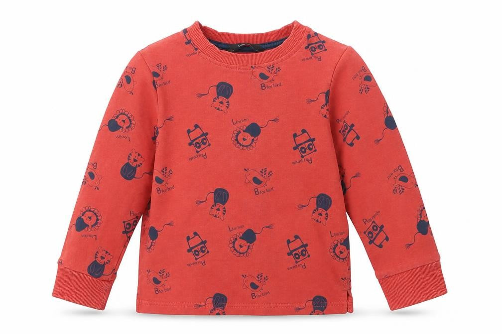 Front view of George boys’ red pullover sweatshirt, size 2-3, years - animals