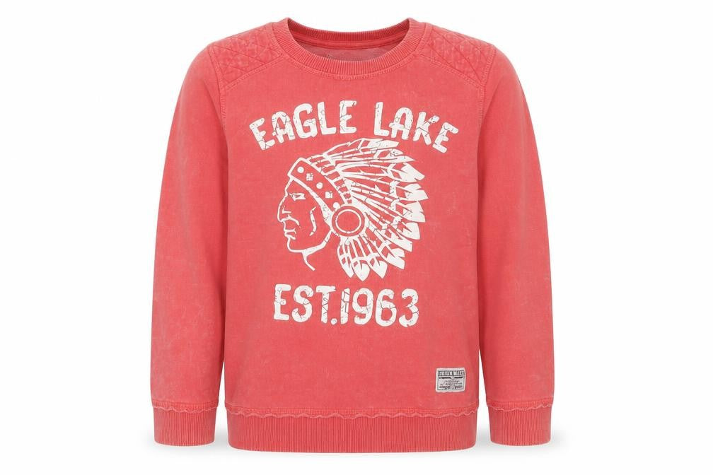 Front view of Minoti boys’ pink pullover sweatshirt, size 7-8, years - eagle lake