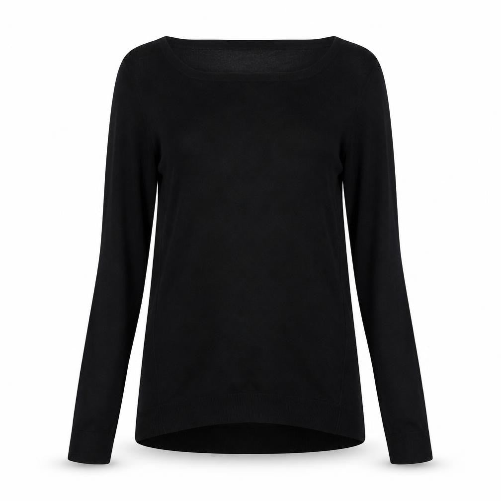 Front view of H&M women’s black knit jumper, size XS