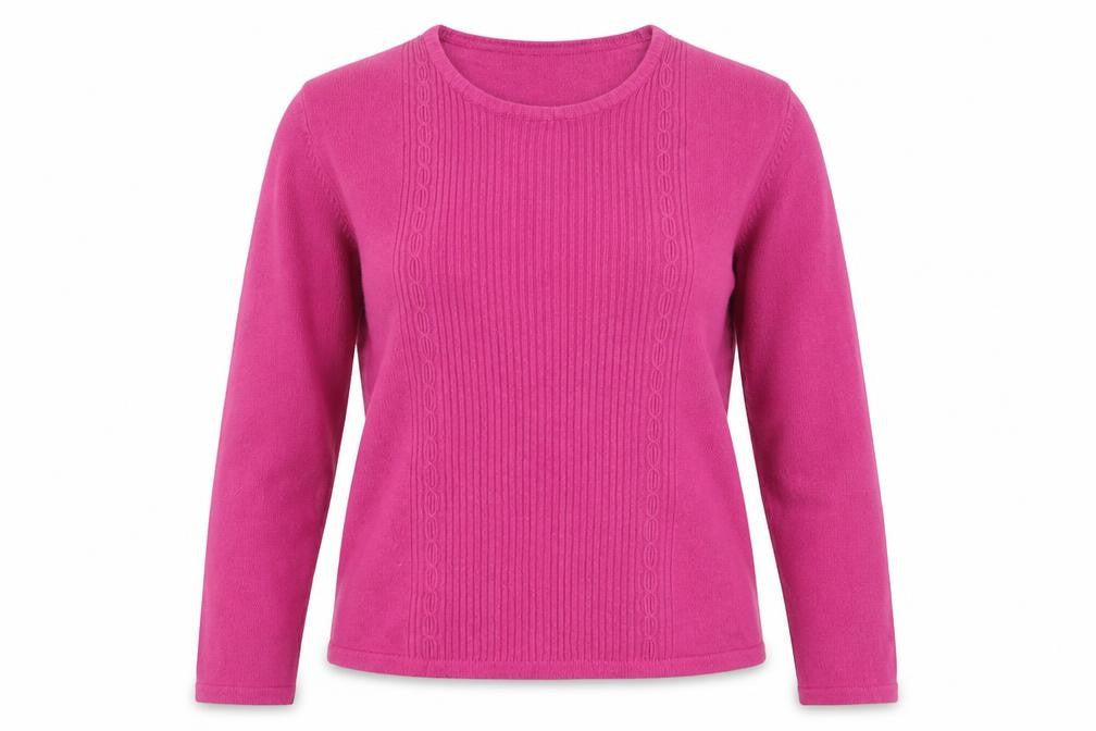 Front view of Lauren Taylor women’s pink knit jumper, size S