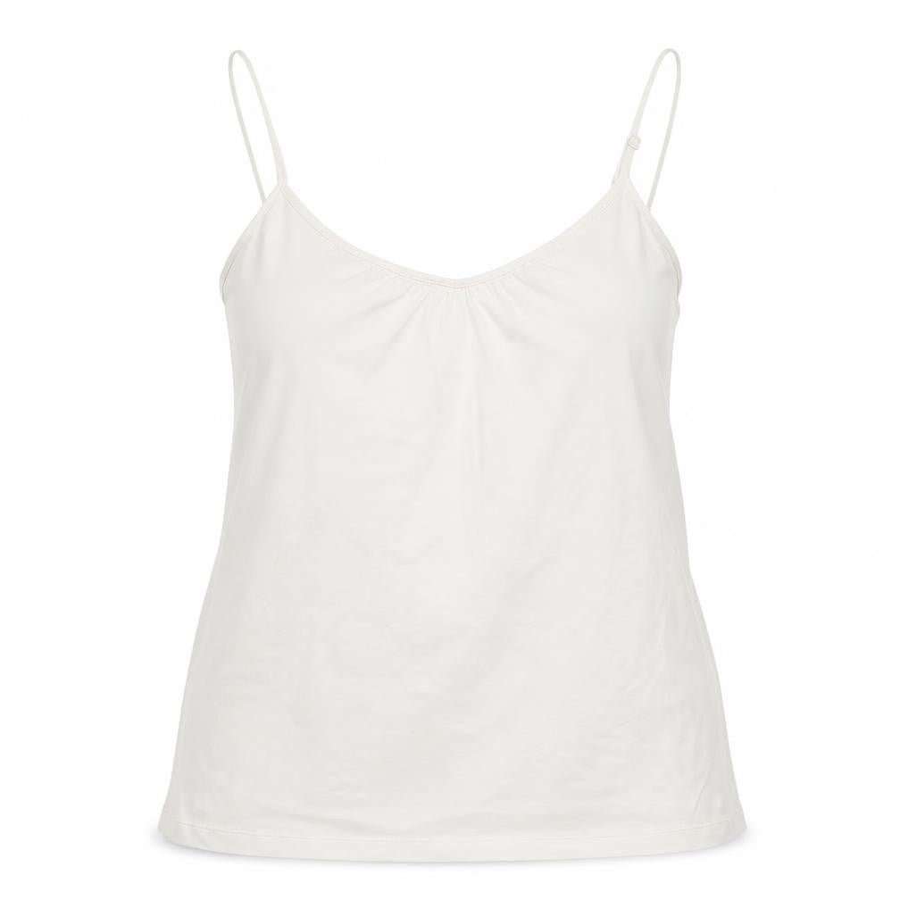 Front view of E-vie women’s white basic tank, size UK 18