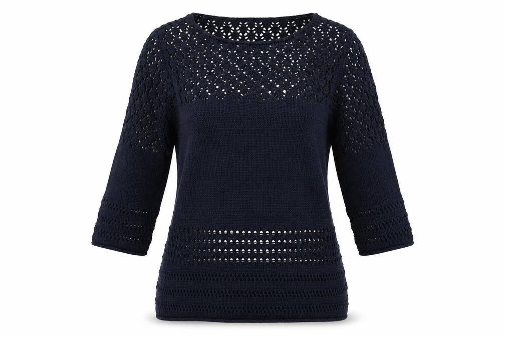 Front view of Amaryllis women’s blue jumper, size UK 10