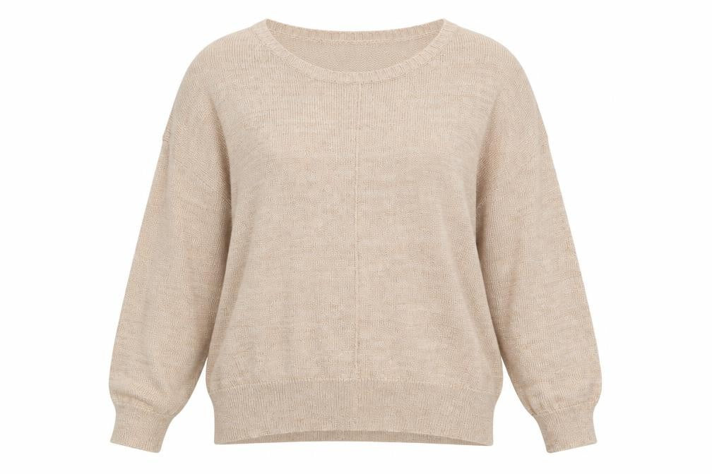 Front view of Soon women’s gold jumper, size UK 12