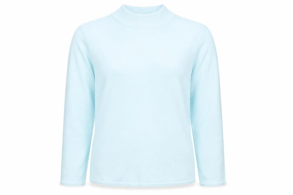 Front view of Bonmarché women’s blue jumper, size S