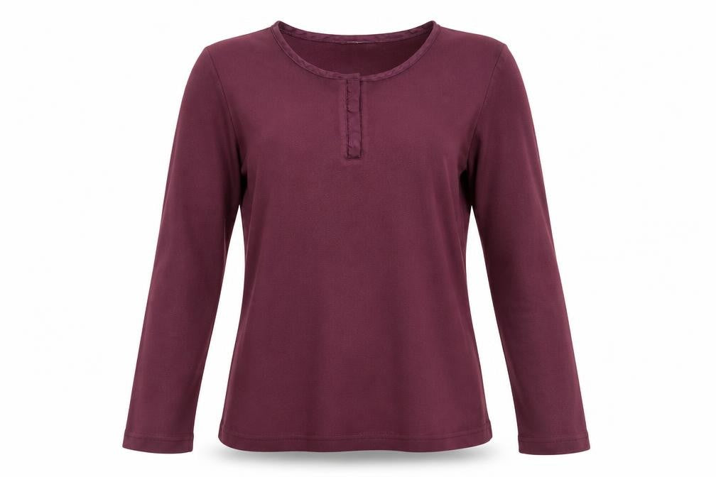 Front view of Hawkshead women’s purple jumper, size UK 10