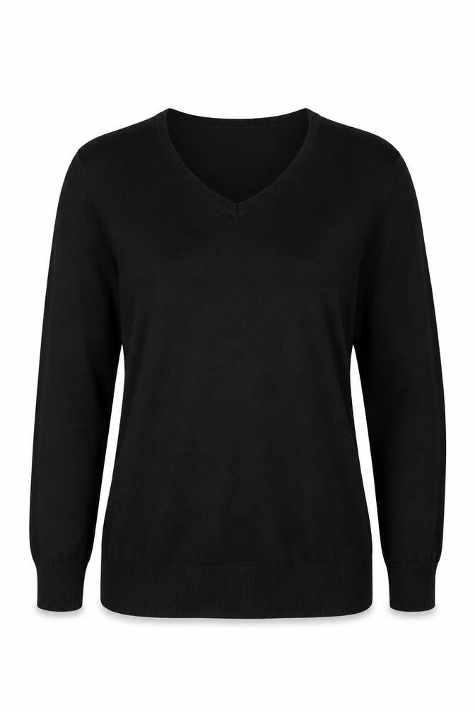 Front view of Kyoki women’s black jumper, size UK 12