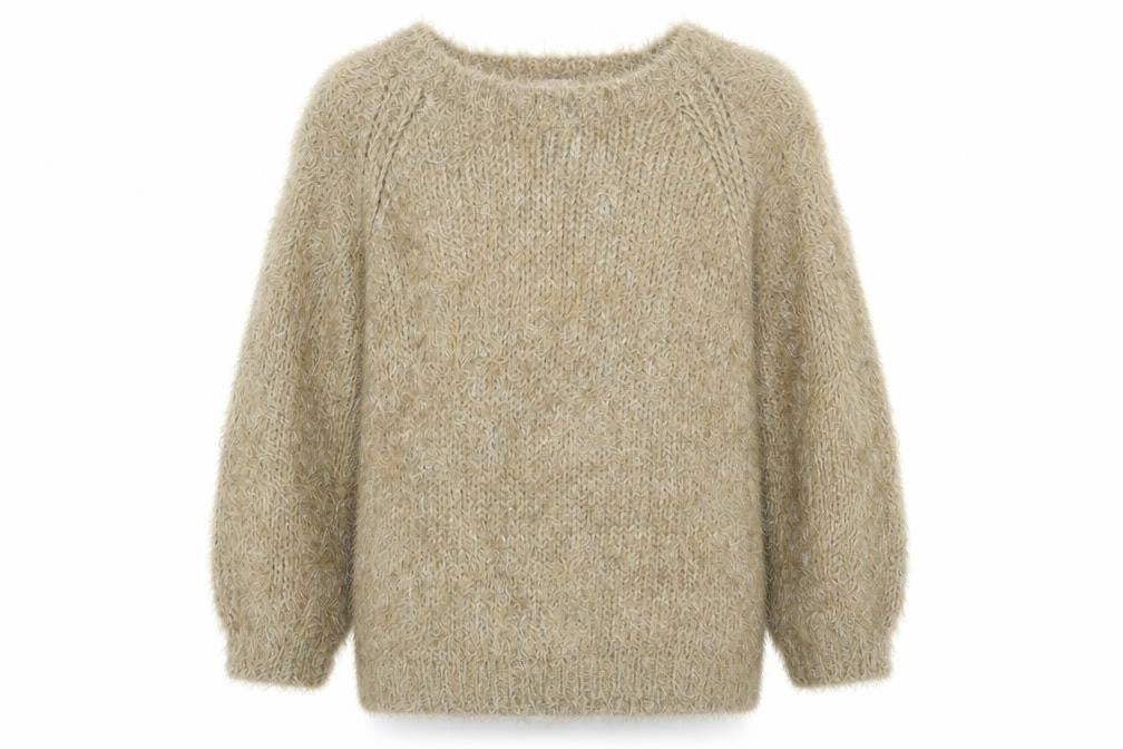 Front view of Marks & Spencer women’s beige jumper, size UK 10