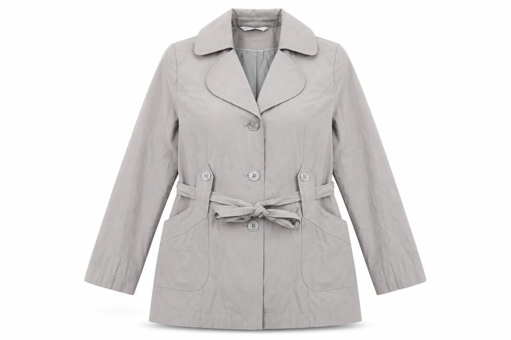 Front view of BHS women’s grey overcoat coat, size UK 10