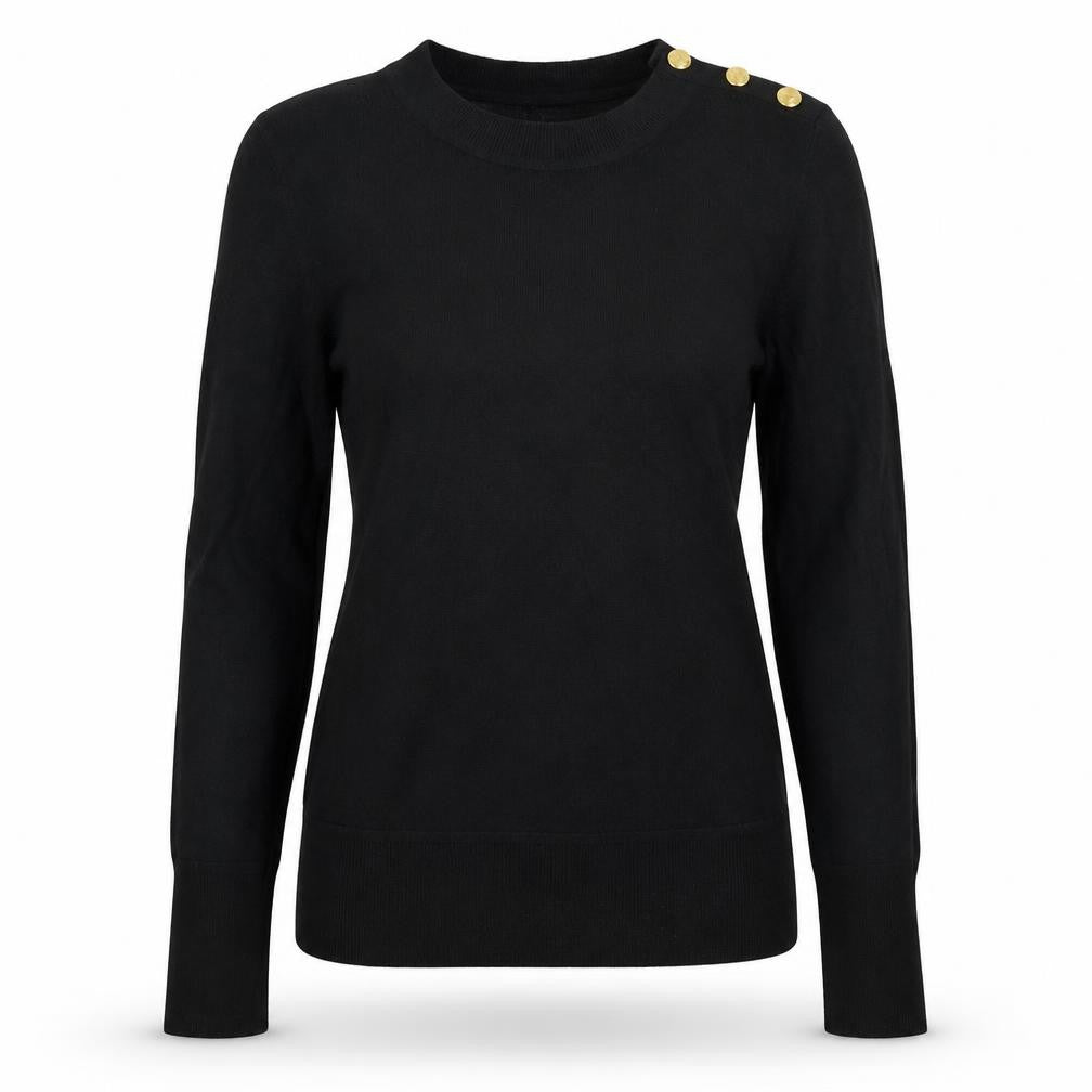 Front view of H&M women’s black knit jumper, size M