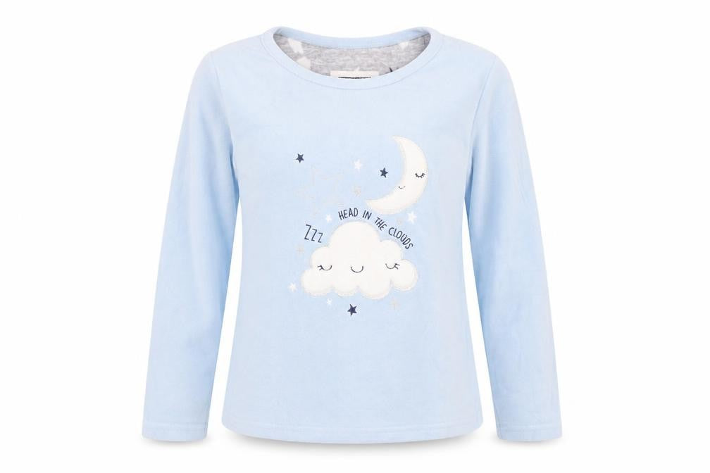 Front view of Love To Dream women’s blue solid top pyjama top, size UK 8