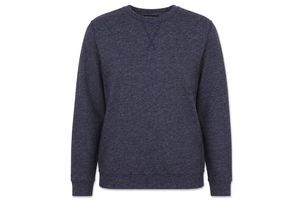 Front view of Peacocks women’s blue jersey pullover sweatshirt, size S
