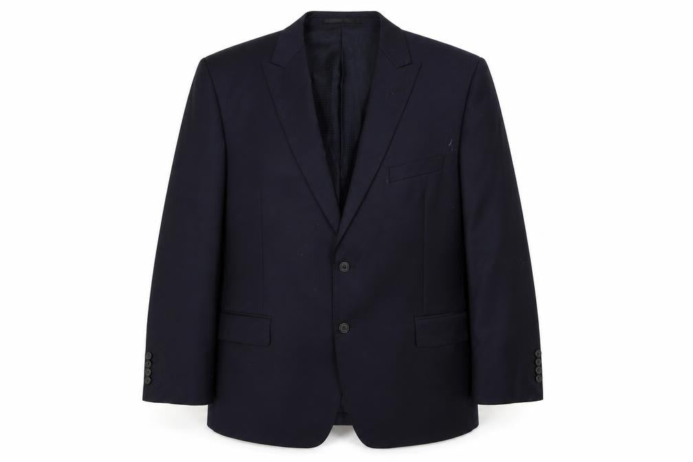 Front view of Impressions men’s blue jacket suit jacket, size XL