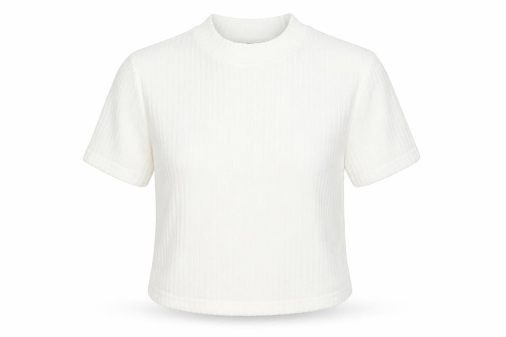Front view of SHEIN women’s white jersey basic t-shirt, size XS