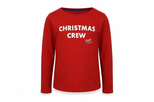 Front view of George boys’ red jersey basic t-shirt, size 11-12, years - christmas crew 2019