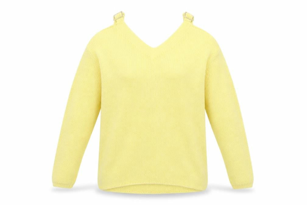 Front view of George women’s yellow knit jumper, size UK 12