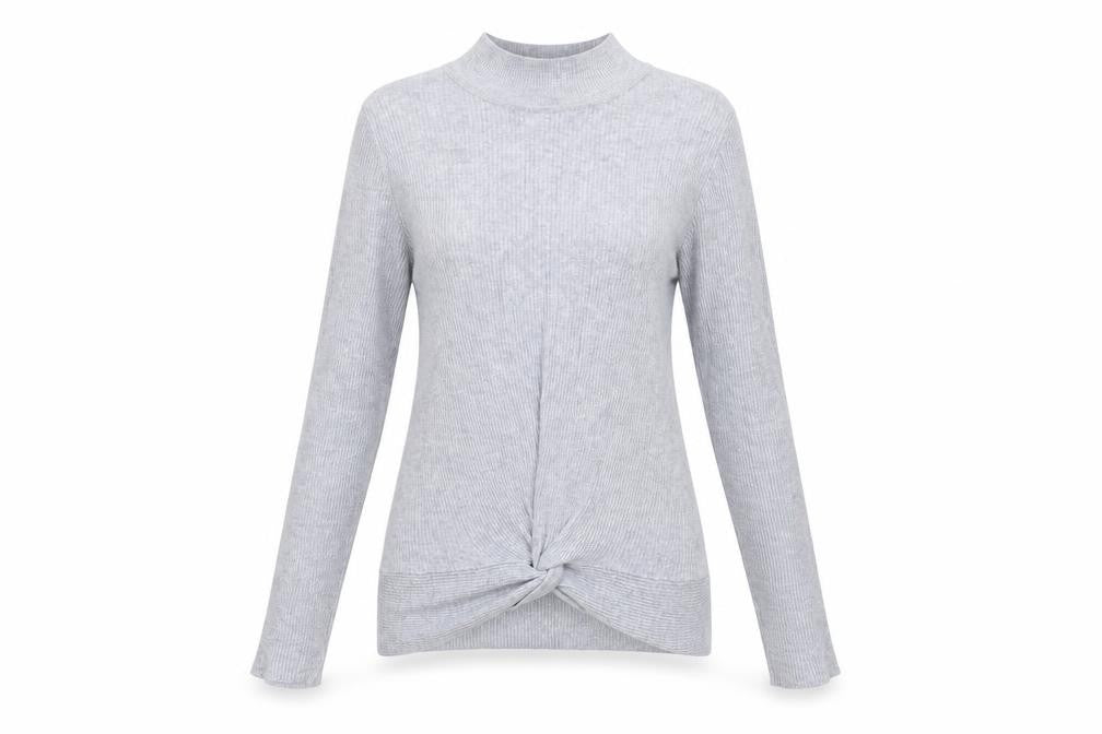Front view of Very women’s grey knit jumper, size UK 10, - knot