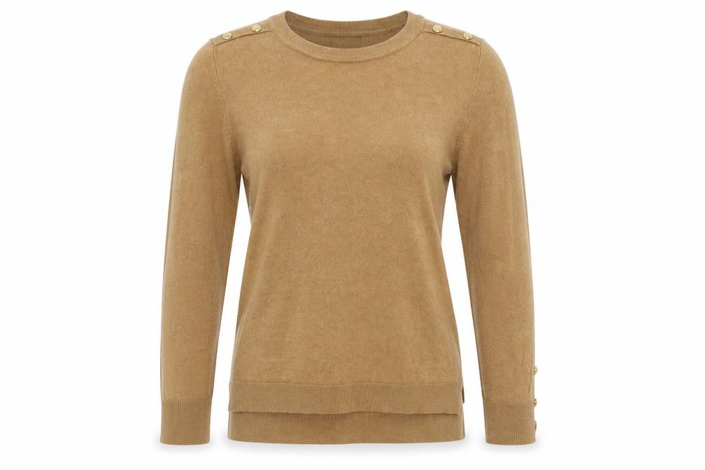 Front view of Primark women’s brown knit jumper, size UK 14