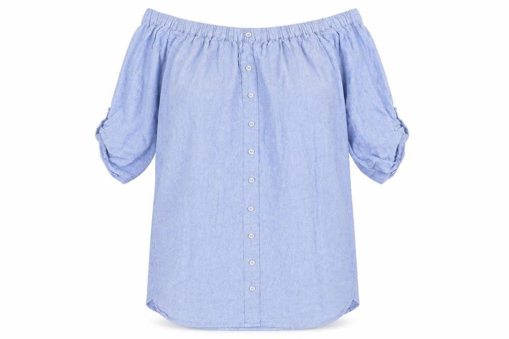 Front view of Asda George women’s blue fit & flare, size UK 10