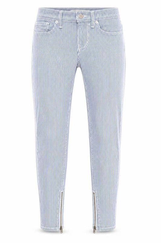 Front view of Madewell women’s multicoloured striped skinny jeans, size UK 24, in, 29-inch leg