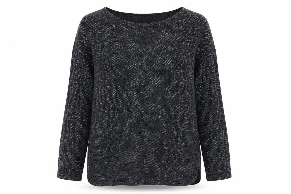 Front view of H&M women’s blue polka dot jumper, size M