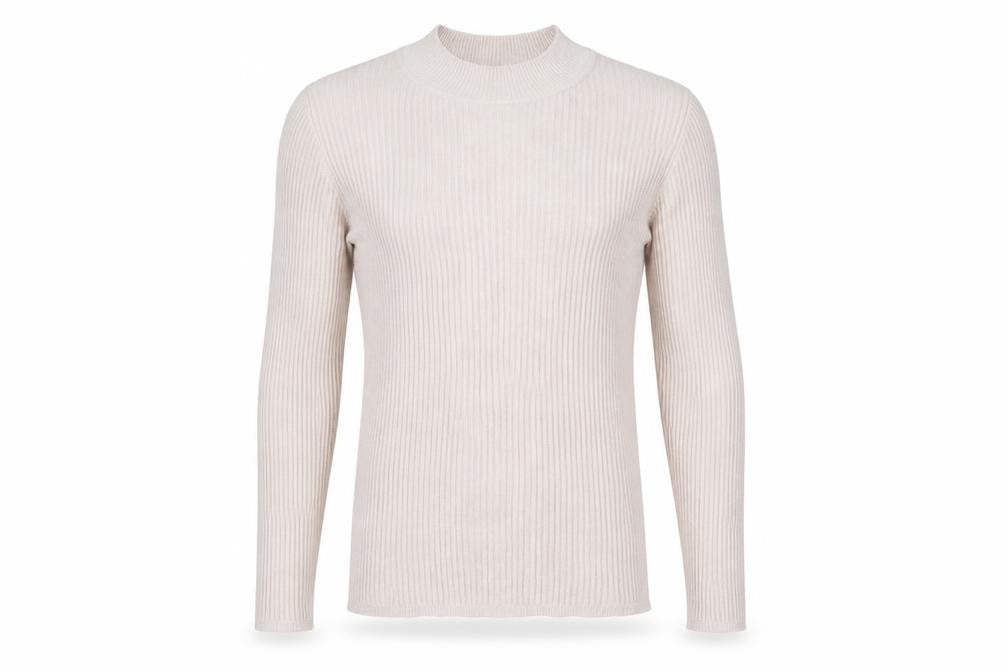 Front view of Primark men’s beige knit jumper, size M