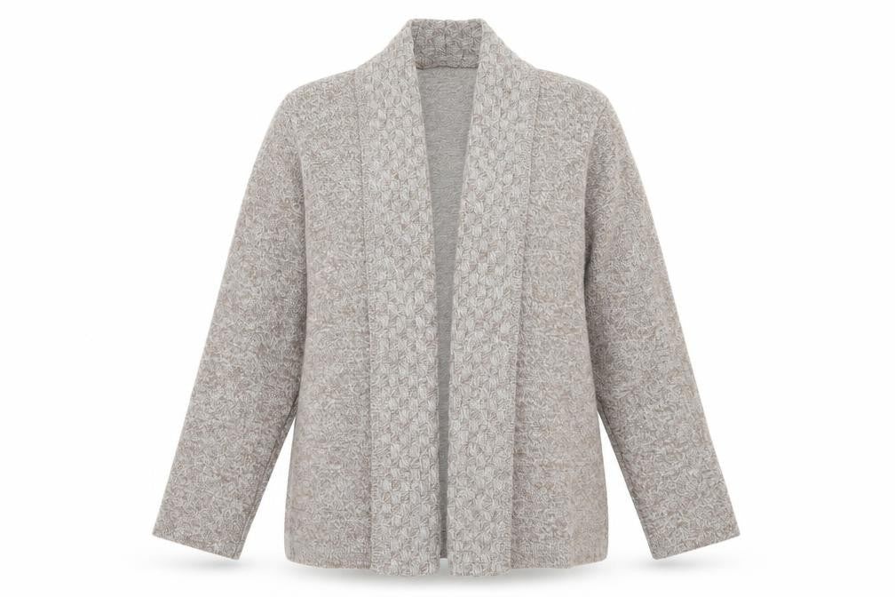 Front view of Review women’s brown knit cardigan jumper, size M