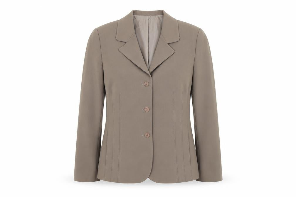 Front view of Penny Plain women’s brown jacket suit jacket, size UK 14