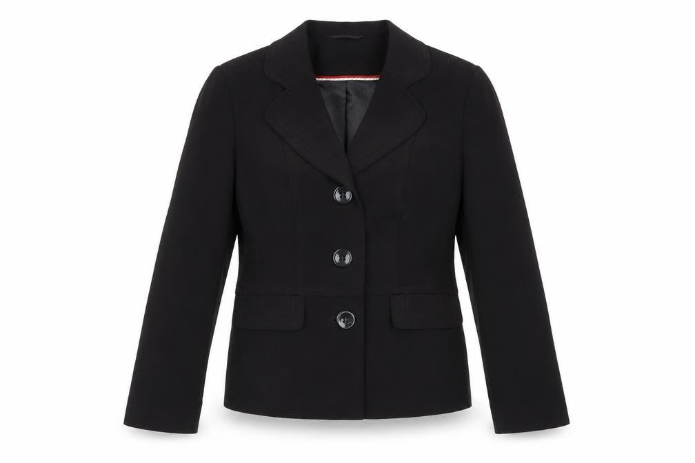 Front view of BHS women’s black jacket suit jacket, size UK 12