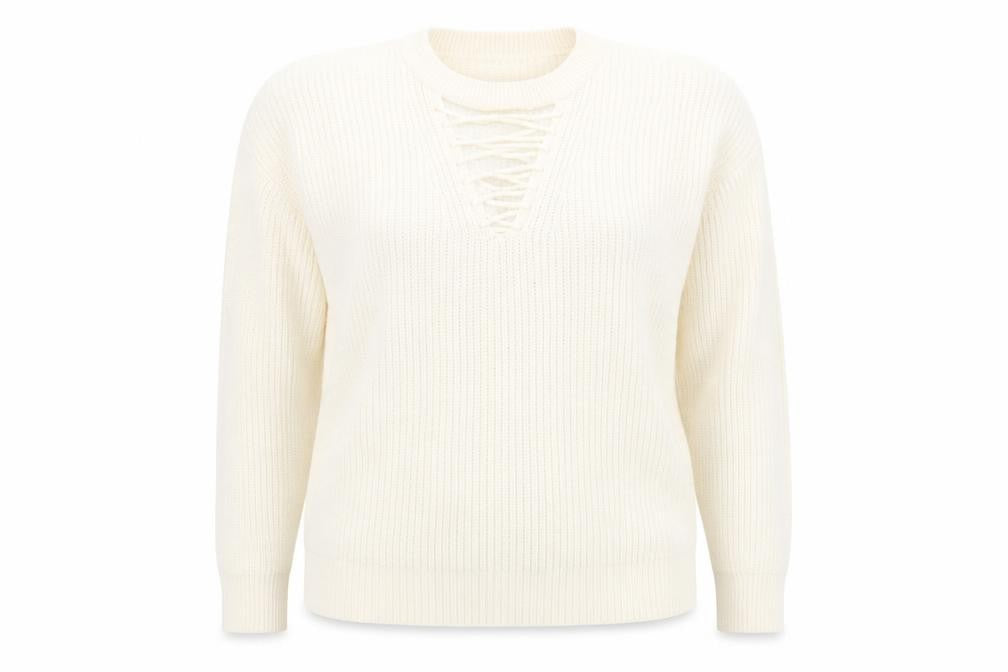 Front view of New Look women’s ivory knit jumper, size UK 14