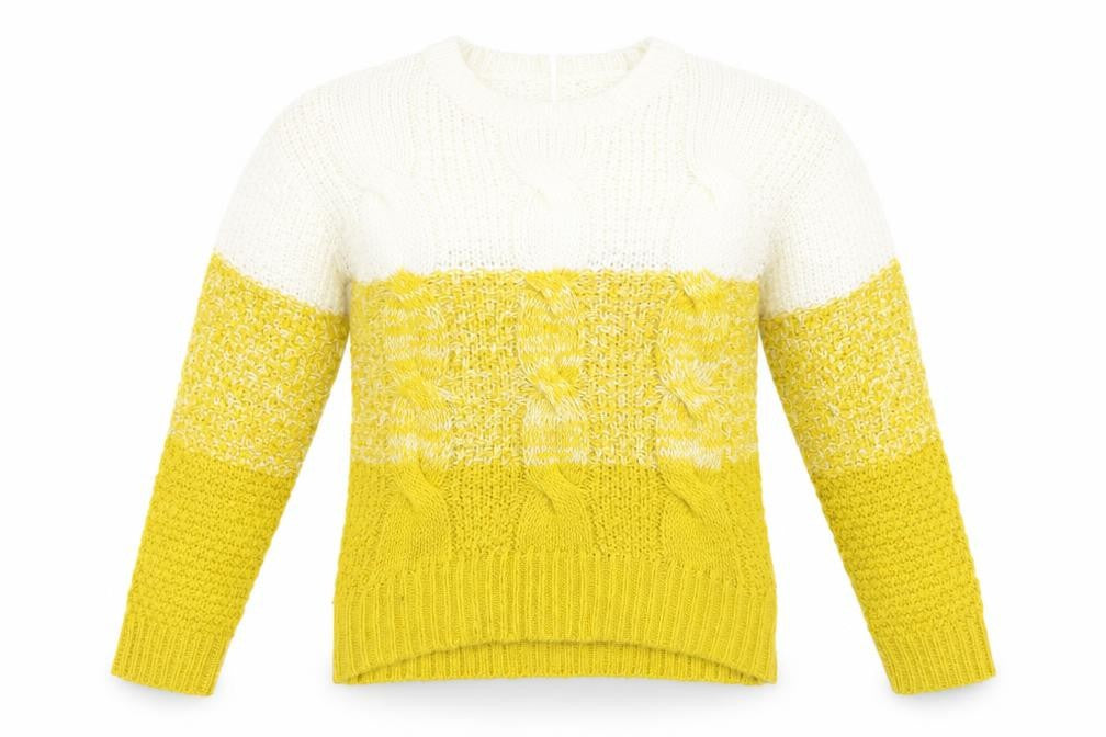 Front view of Primark women’s yellow knit jumper, size XS