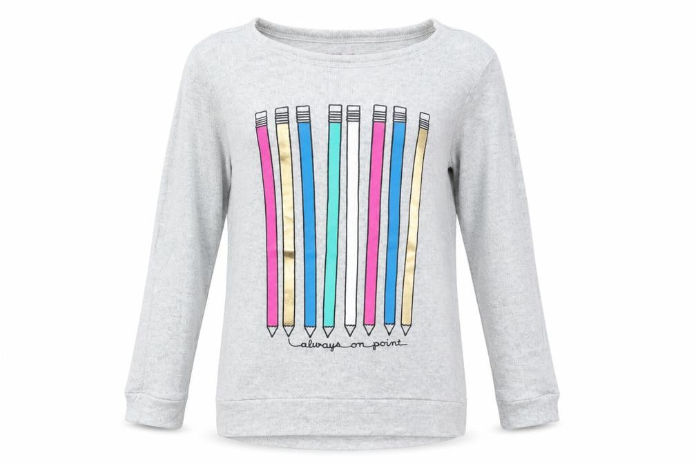 Front view of Gap girls’ grey jumper, size XS
