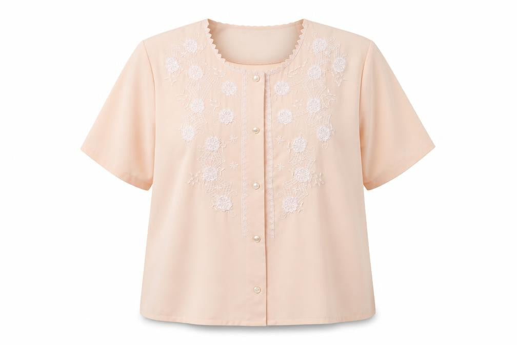 Front view of MARGARET women’s pink basic blouse, size 2XL