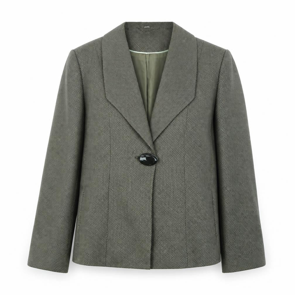 Front view of ANNA ROSE women’s green jacket blazer, size UK 12