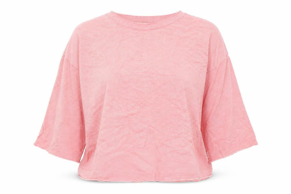 Front view of International women’s pink basic t-shirt, size XL