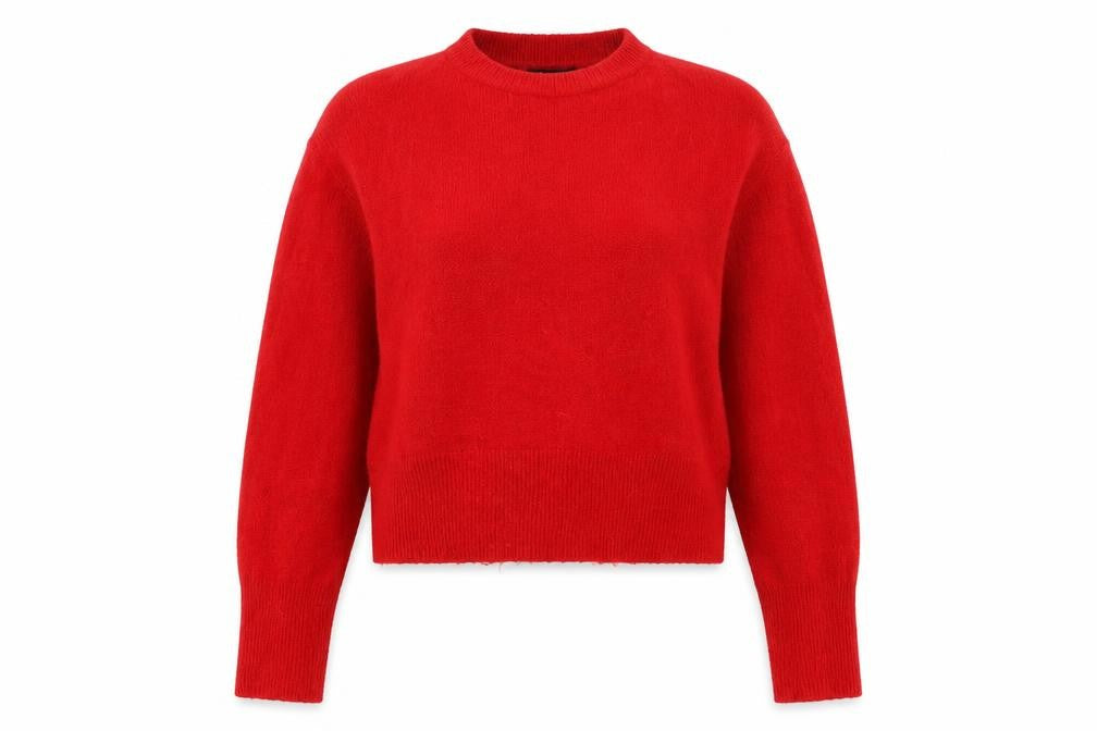 Front view of New Look women’s red knit jumper, size M