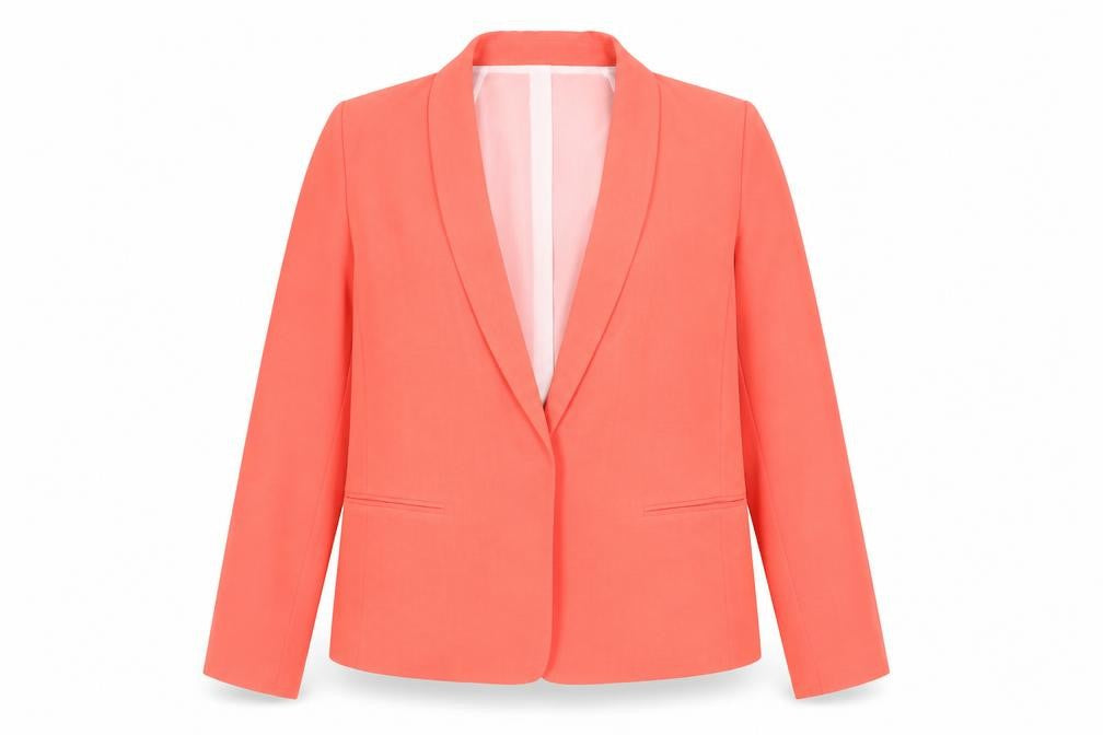 Front view of New Look women’s orange jacket blazer, size UK 14