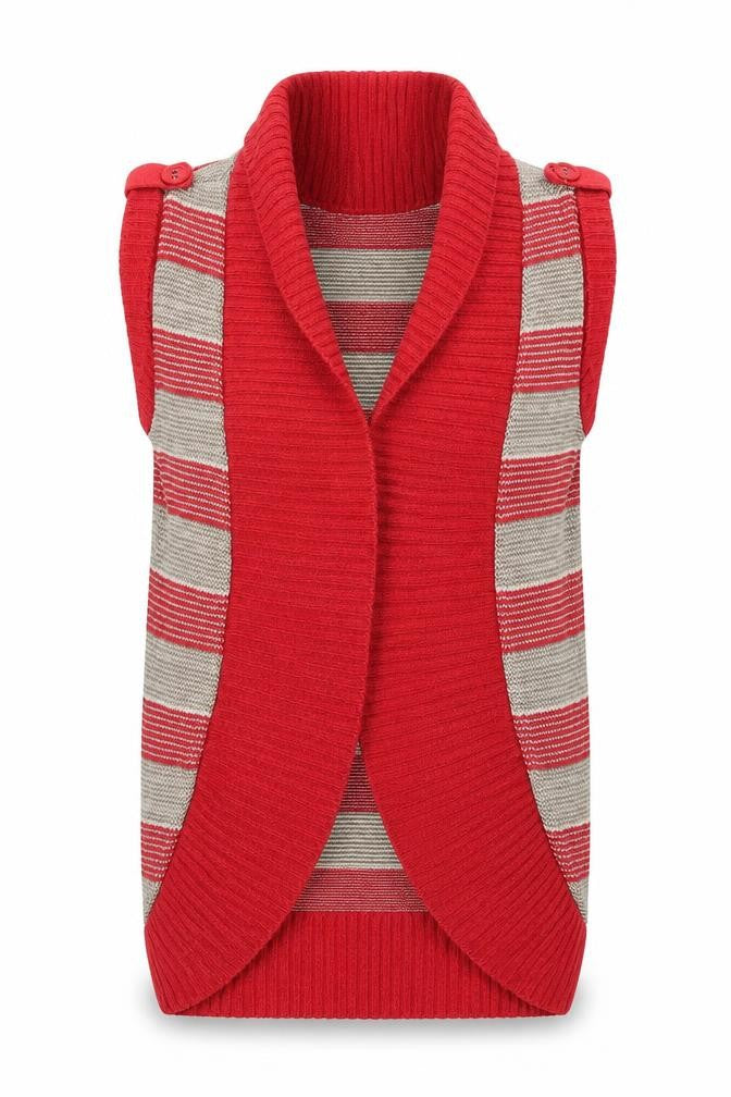 AX Paris Womens Red Striped  Cardigan Jumper Size S