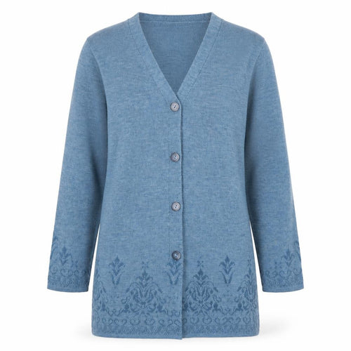 Preworn Womens Blue Floral  Cardigan Jumper Size 12
