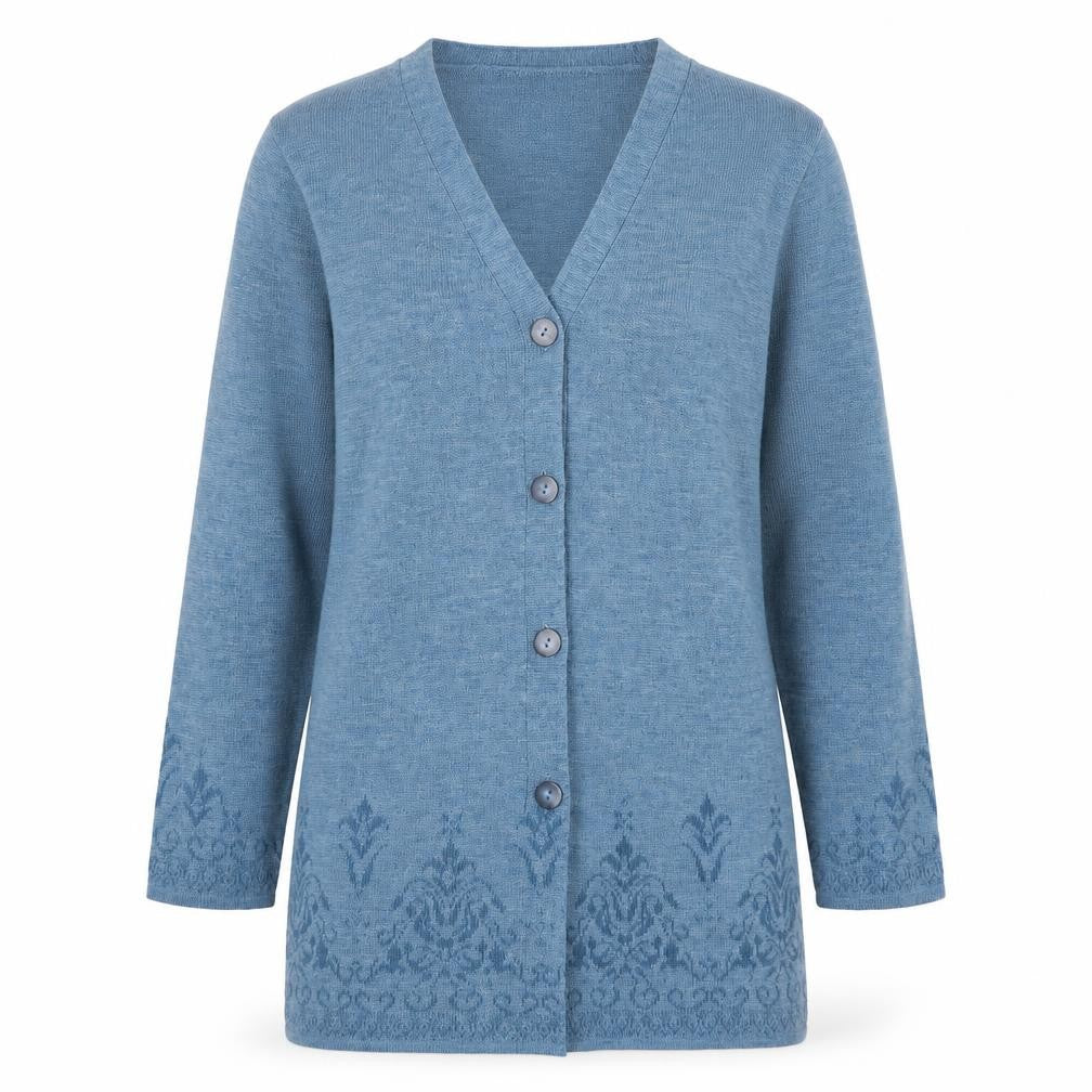 Preworn Womens Blue Floral  Cardigan Jumper Size 12