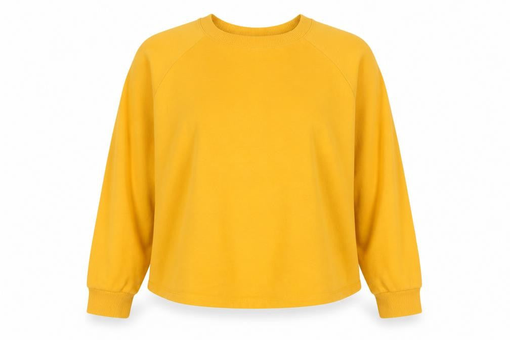 Front view of ASOS women’s yellow jumper, size UK 12