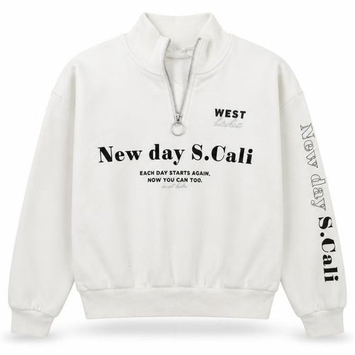 H&M Girls White   Henley Jumper Size 9-10 Years