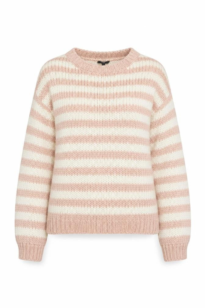Front view of New Look women’s beige striped jumper, size S